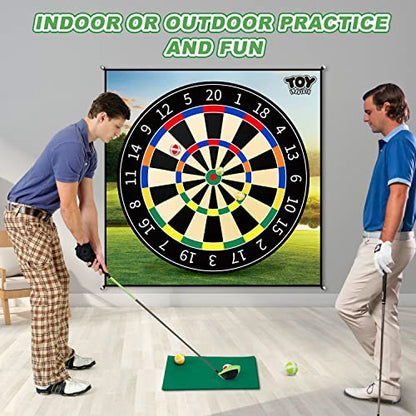 TOY Life Chipping Golf Game Mat Indoor Outdoor Games for Adults and Family Kids Outdoor Play Equipment Stick Chip Game Indoor Golf Set Backyard Games Outdoor Toys for Kids - style: Dart Board Style