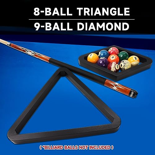 GSE Games & Sports Expert Deluxe Heavy Duty Solid Wood Billiard 8-Ball Triangle / 9-Ball Diamond Pool Ball Racks for 2-1/4" Pool Balls, Billiards Accessories - color: Black, style: Triangle & Diamond Racks