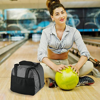 Single Ball Bowling Bag, 1 Ball Bowling Tote With Padded Ball Holder, Mesh Pocket, Padded Handle