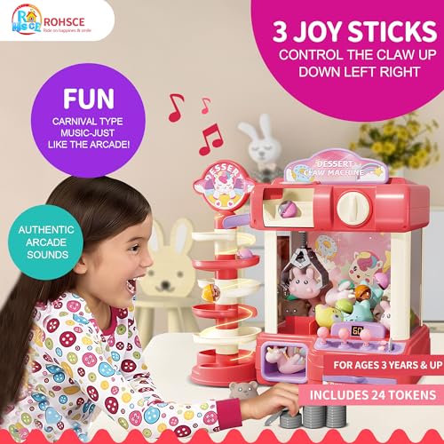 Claw Machine for Kids, Mini Vending Machine Toy for Girls, Arcade Game Toy for Ages 8-13, Electronic Claw Game with Lights & Sound, Perfect for Parties & Birthday Gifts for Ages 4+