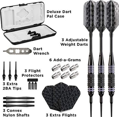 Viper by GLD Products Bobcat Adjustable Weight Soft Tip Darts with Storage/Travel Case - size: 16 Grams (Adjustable to 17 and 18 Grams), style: Black Coated Brass with Purple Rings