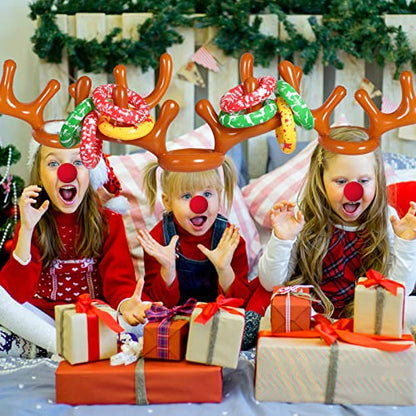 MGparty Christmas Inflatable Reindeer Antler Toss Games Xmas Ring Toss Game for Kids Teens Adults Indoor Outdoor Family Holiday Party Gifts - color: Brown-2 Pack