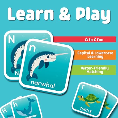 Chuckle & Roar Bath Matching Memory Game for Kids Ages 3+ – Water-Safe Foam Alphabet Matching Game for Toddlers, Bathtub & Pool Learning Fun - color: Bath Matching