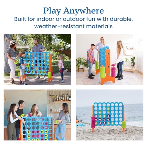 ECR4Kids Jumbo 4-to-Score Giant Game with 42 Rings and Reset Sliders, Kids Games, Vibrant - color: Vibrant