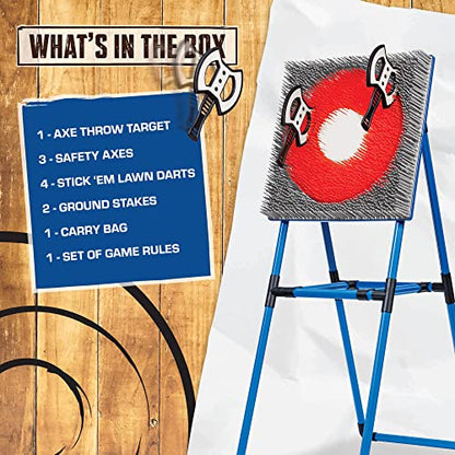 Eastpoint Axe Throw & Lawn Dart Target Sets - Bristle Axe Throwing Target & 2-in-1 Combo Backyard Game for Indoors and Outdoors