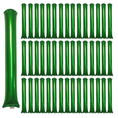 48pcs Round Head Boom Sticks Thunder Sticks Cheering Sticks Team Spirit Plastic Cheerleading Spirit Stick Clapper Inflatable Noise Maker Sports Supply (Metallic Green) - color: Metallic Green