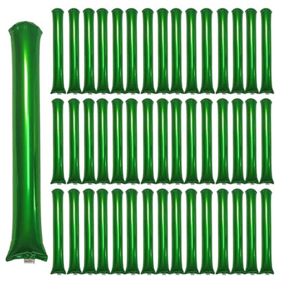 48pcs Round Head Boom Sticks Thunder Sticks Cheering Sticks Team Spirit Plastic Cheerleading Spirit Stick Clapper Inflatable Noise Maker Sports Supply (Metallic Green) - color: Metallic Green