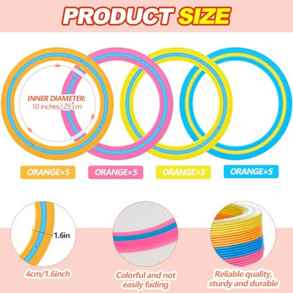 Jenaai 20 Pcs Flying Disc 10 Inch Flying Ring Disc Toy for Adults and Kids Family Outdoor Beach Pool Lawn Backyard Garden Sport Playing Toss Gift Interaction Game(Orange, Rose Pink, Yellow, Blue)