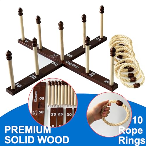 Wooden Ring Toss Game, Rings Throwing Game with Carry Case