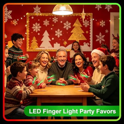 100pcs Christmas Party Favors, Green and Red Finger Lights, Glow in the Dark Party Supplies for Kids Adults, LED Flashlights Christmas Goodie Bag Stuffers, Carnival Concert Gifts Accessories - style: Red+Green-100