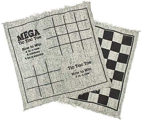 GeRRiT Chess Sets and Boards Checkers and Backgammon Giant 3-in-1 Checkers and Mega Tic Tac Toe with Reversible Rug - Indoor/Outdoor Jumb