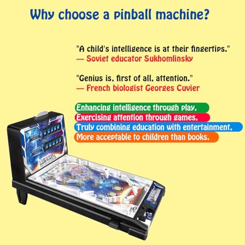Mini Pinball Machine for Kids, Electronic Tabletop Pinball Toy, Puzzle Pinball Game Favor, Home Arcade with Scoreboard, Light and Sound, Christmas Space Pinball Game