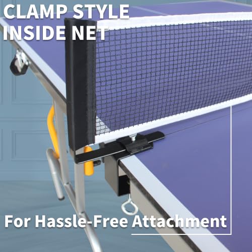 8ft Mid-Size Table Tennis Table Foldable & Portable Ping Pong Table Set for Indoor Games with Net, 2 Table Tennis Paddles and 3 Balls - style: 8ft Mid-Size Table Tennis