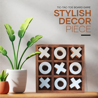 T one wooden Tic Tac Toe Game | board games for adults | Table Top Living Room Decor Fun family Games | board games for family night | board games for kids (Design-1)