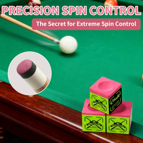 10A Nano Pool Cue Chalk: Professional Billiard Cue Chalk with Low Dust, Reduces Miscues Billiard Pool Table Accessories for Tournament & Home Use (12/36 Cubes, Blue/Teal/Red) - color: Pink Red