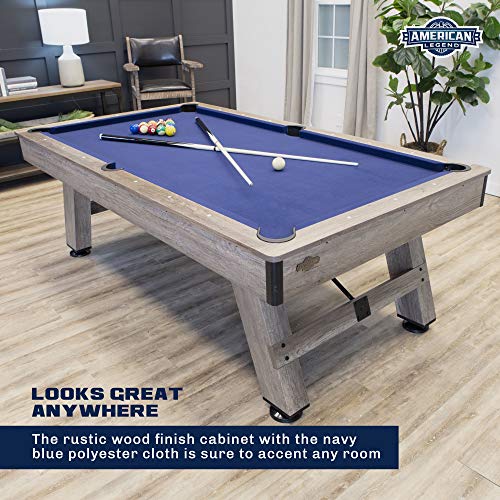 American Legend Billiard Table with Rustic Wood Finish - color: Blue