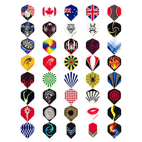 Standard Dart Flights 40 Sets 120 Pcs - Durable PET and Laser Replacement Feather Tail Wings - Dart Accessories Kit for Steel Tip Darts and Soft Tip Darts