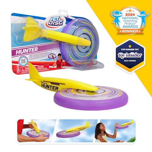 IMC Toys Jet Disc Hunter - 9" Disc and Plane Glider Tail, Great Outdoor Play, Easy to Throw and Catch, for Kids 6 and Up - Violet - color: Violet