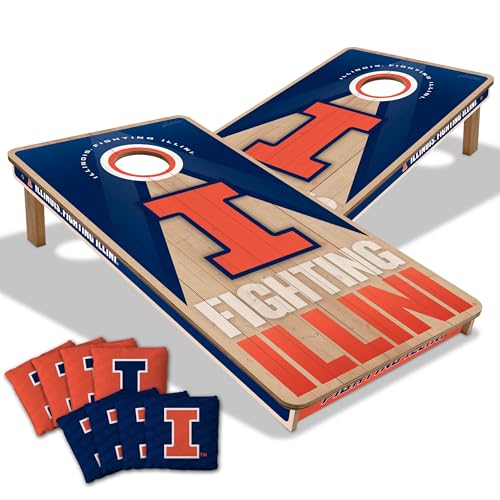 YouTheFan NCAA 2' x 4' Slogan Series Professional Wood Cornhole Game with Logo Bags - color: Illinois Fighting Illini