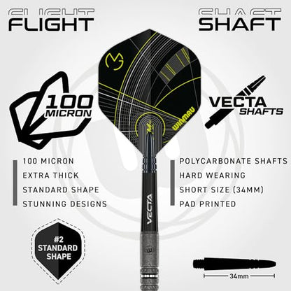 Winmau Darts - Michael Van Gerwen | Mike Maloney | Leonard Gates - Professional Players - Soft Tip Darts - Includes Dart Flights and Shafts - size: 18G