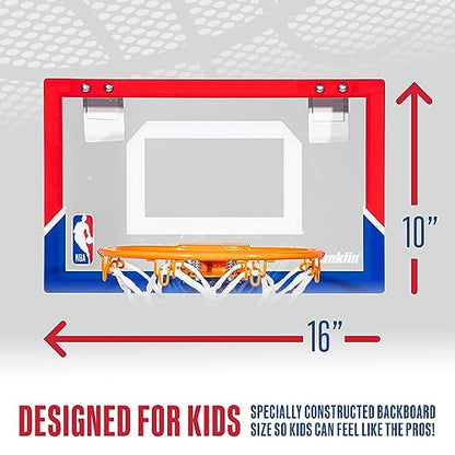 Franklin Sports NBA Over the Door Mini Basketball Hoop - Kids Custom NBA Team Indoor Mini Hoop with All 30 Team Stickers - Fan Shop Basket for Bedroom + Office