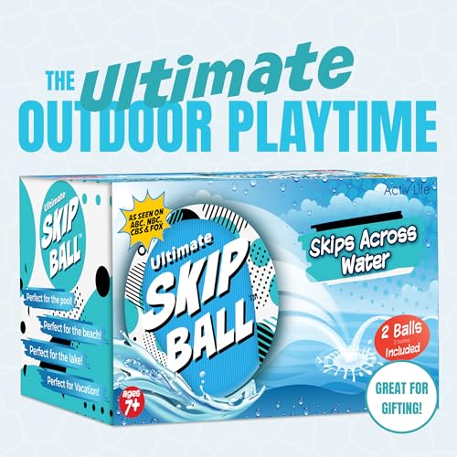 Activ Life The Ultimate Water Skip Balls, Water Bouncing Ball for Swimming Pool, Beach Toys for Friends, Family, Kids and Adults - style: Blue Spots