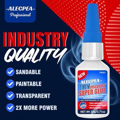 20g Thin CA Glue (2-3 CPS), 2-5 Second Cure Time - Ideal for Hobbies and Precision Work: Woodworking, Model Making (Cars, Airplanes), Pen Turning, Inlays, and Surface Stabilization - size: 20g/1Pack, style: Thin CA Glue