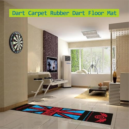 Dart Mat with Throw Line, 116x27inch Non-Slip Dart Mats Rubber Floor Protect Rugs Darts Training Carpets, Shock Absorbing, Rubber Material