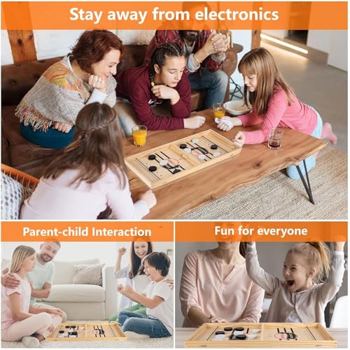 Board Game Fast Sling Puck Game Fast Action Wooden Air Hockey Board Games for Adults, Family Night or Friends Party(Small 1) - size: Small 1