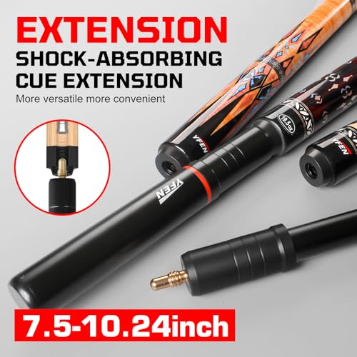 Banly Cuezone Carbon Fiber Pool Cue – MF1 Pro Taper Cue Stick with Extension, Low-Deflection Shaft, Premium Canadian Maple Butt, 12.5mm Tip, 3/8×8 Joint for Tournament & League Play - color: Desert Flame