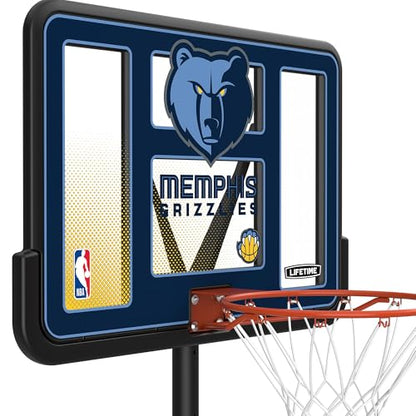 Lifetime NBA Memphis Grizzlies Portable Basketball Hoop, Adjustable Height 7.5-10 Ft, 44 Inch Shatterproof Fusion Backboard, Base with Wheels - color: Memphis Grizzlies