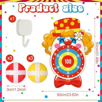 Carnival Circus Dart Board Game Birthday Party Decoration Set with 6 Sticky Balls Felt Cloth Circus Theme Party Decorations Fun Outdoor & Indoor Activities Family Game for Birthday