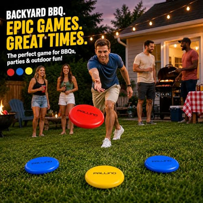 Pallino Bocce-Inspired Premium Outdoor Flying Disc Game for Teens Adults - Portable Yard, Beach, and Tailgate Set Interactive Fun for 2-8 Players, 9 Discs and Travel Bag