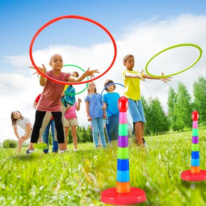 Ring Toss Game Set Colorful Plastic Sport 15" Kids 3+ and Adults
