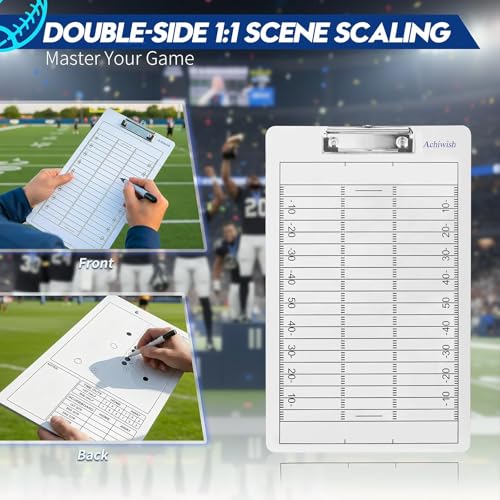 Premium Clipboard for Coaches, Durable Dry Erase WhiteBoard, Simplicity Sharpens Focus, Tactical Coaching Clip Boards, Sporting Goods Clipboards(Football) - style: Football