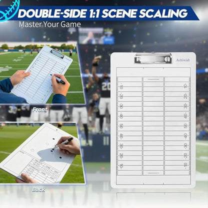 Premium Clipboard for Coaches, Durable Dry Erase WhiteBoard, Simplicity Sharpens Focus, Tactical Coaching Clip Boards, Sporting Goods Clipboards(Football) - style: Football