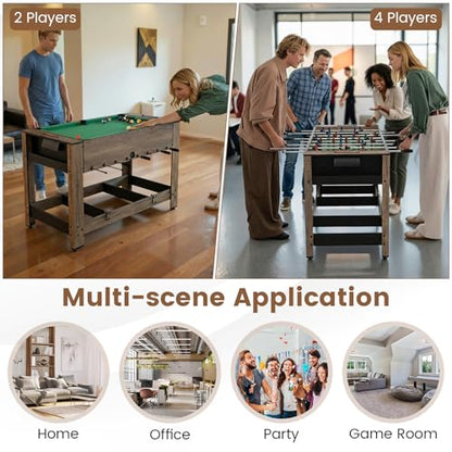 Goplus 2-in-1 Swivel Multi Game Table, 48” Combo Game Table with Foosball & Pool for Adults, Indoor Outdoor Combination Arcade Table for Home Game Room Party - style: 48" x 24" x 32", w/Sticks Holder