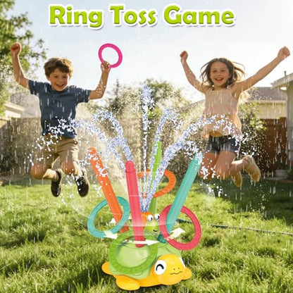 Sprinkler for Kids Water Toys: Airyard 3-in-1 Turtle Sprinkler Toys 360° Rotating Spray with Snail Plash Ring Toss Game for Backyard Outdoor Summer Toys Water Game Toys for Boys Girls Kids Ages 3-8