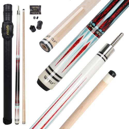 CUEELF Pool Cue Stick,Low Deflection Shaft Billiard Cue Sticks with 1X1 Hard Case,Professional Billiards Ques Sticks with 13mm Tip,19.5/20/21 oz Pool Stick - color: White+Blue, size: 20 oz