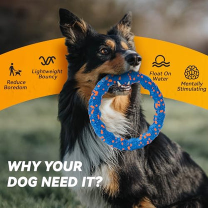 FUSOTO Dog Ring Toy, Indestructible Flying Discs for Throwing Catching, Water Floating Dog Training Ring for Medium Large Breeds (Blue - φ9 inches) - color: Blue - φ9 inches