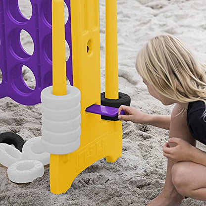 ECR4Kids Jumbo 4-to-Score Giant Game with 42 Rings and Reset Sliders, Kids Games, Purple/Gold - color: Purple/Gold
