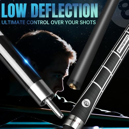 Carbon Fiber Pool Cue Stick 58" Professional Pool Sticks for Adults Full Carbon Technology Tacos De Billiar Low Deflection Billiard Pool Table Cues 3 Colors Available - color: Black- H1