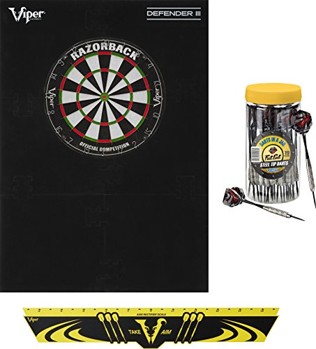 Viper Defender III Backboard & Sisal/Bristle Steel Tip Dartboard Bundle - style: Elite
