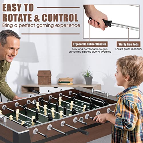 GLACER Foosball Table, 54" Wooden Full Size Foosball Table with 2 Balls, Adjustable Leg Levelers, Sliding Bead Scorers, Indoor Outdoor Soccer Table Game for Adults, Kids, Game Room, Home, Office