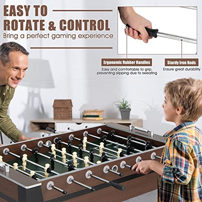 GLACER Foosball Table, 54" Wooden Full Size Foosball Table with 2 Balls, Adjustable Leg Levelers, Sliding Bead Scorers, Indoor Outdoor Soccer Table Game for Adults, Kids, Game Room, Home, Office