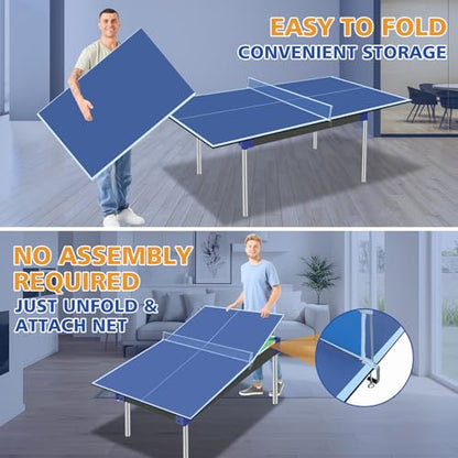 6 * 3ft Ping Pong Conversion Top, Ping Pong Table Conversion Tops, Foldable Portable Table Tennis Table Top, Table Tennis Conversion Top for Home Office, Ping Pong Top for Pool Table, Blue Mid-Size