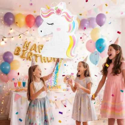 WERNNSAI Ultra Large Unicorn Piñata - Unicorn Party Supplies Piñata Bundle with Blindfold and Bat for Girls Kids Rainbow Unicorn Theme Birthday Party Game Decorations (20.4" x 15.6" x 2.9") - style: Unicorn B-Large 20"x16"