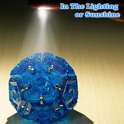Magnetic Fidget Sphere Magnets Balls - Crystal Diamond Blue Holographic Glitter - Magnet Fidgets Toy - 12 Piece Set - Creativity Beyond Imagination, Inspirational, Recreational, Desk Toys for Adults - color: Crystal Diamond Blue Holographic Glitter