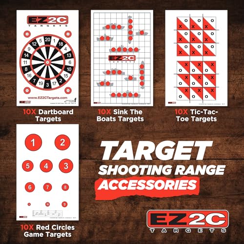 EZ2C Games Styles: Dartboard - Sink The Boats - Tic-Tac-Toe - Reducing Circles - Paper Targets for Shooting Range 11"x17" Fun Gun Range Targets for Shooting USA Made Gun Gifts - color: 4 Style Bundle, style: 40