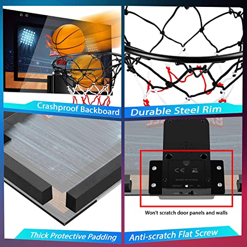 Indoor Basketball Hoop Boys Gifts for Teens Door Room Basketball Hoop Mini Hoop with Scoreboard, 3 Balls and Batteries Basketball Toys for 8 9 10 11 12 - style: Black Basketball Hoop & Scoreboard
